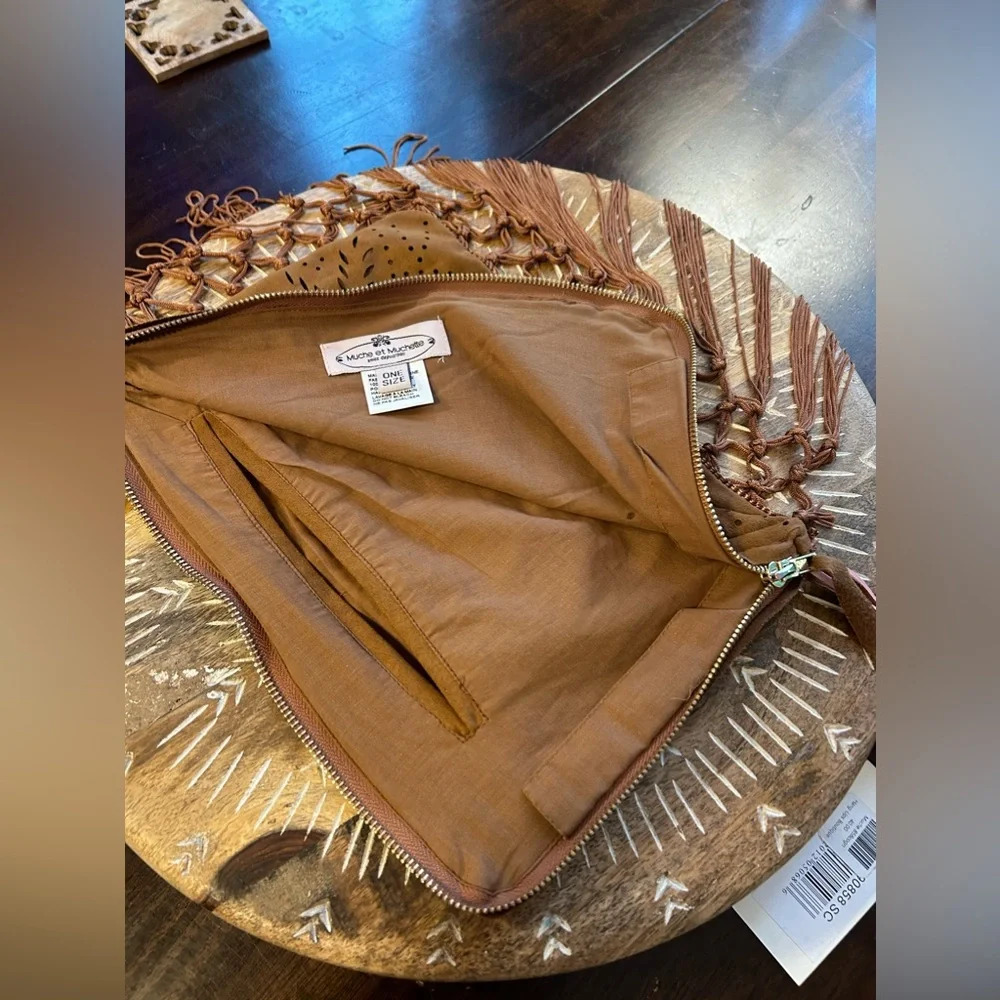 Faux suede fringe detailed tablet/ iPad holder case